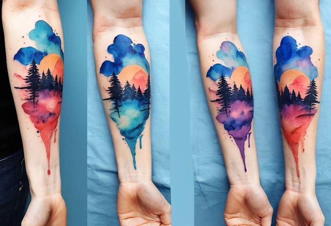 custom a watercolor tattoo design