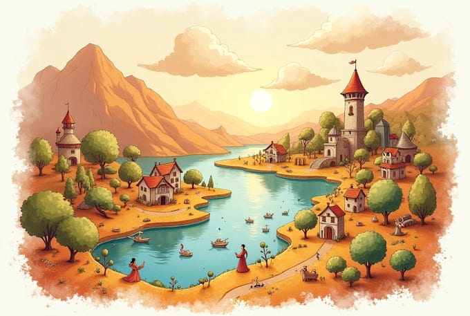 watercolor map illustration just for you