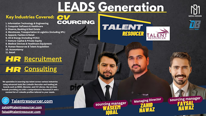 do b2b lead generation, CV sourcing and linkedin research