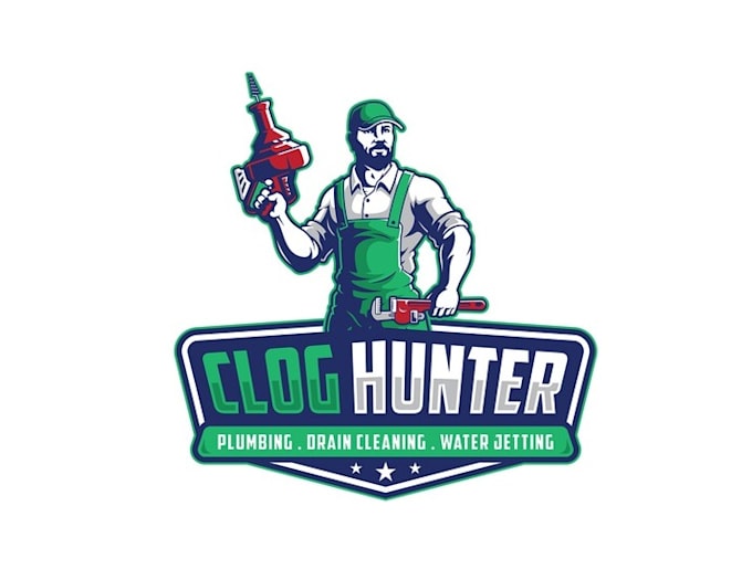design awesome clog hunter plumbing logo