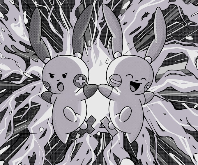 Draw pokemon in a black and white manga style by Lmtgallery | Fiverr