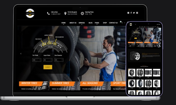 build a dynamic tyre website autopart repair website car detailing wheel website