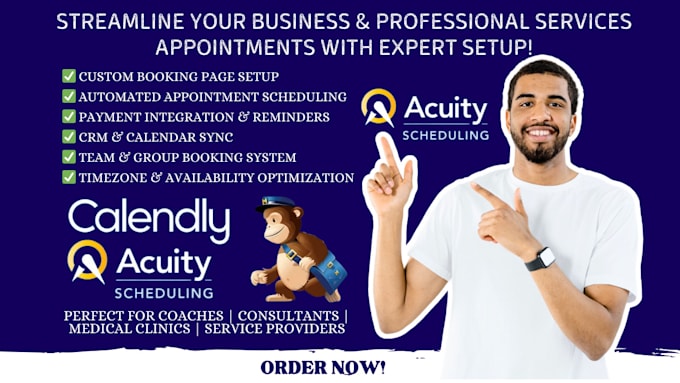 set up acuity scheduling calendly appointment booking mailchimp email workflow