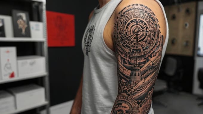 draw a full sleeve tattoo design unique modern