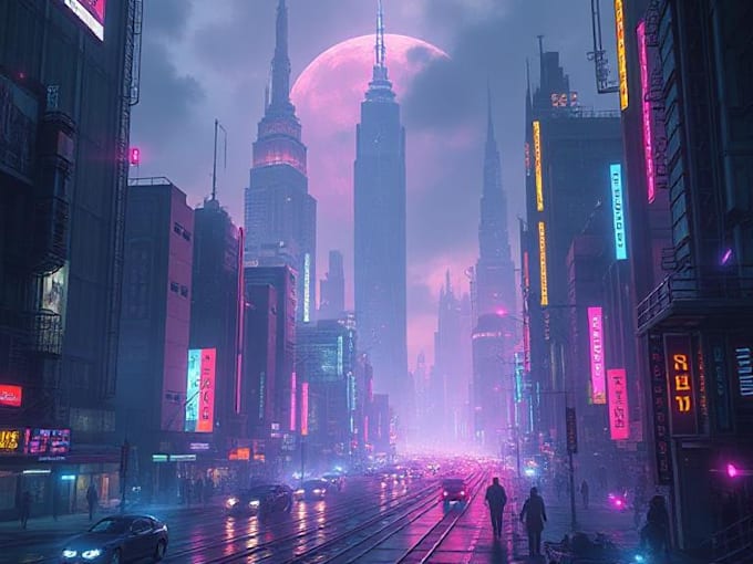 do futuristic cyberpunk city and sci fi concept art