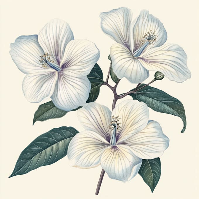 draw botanical illustration of plants, fruits, flowers, herbs