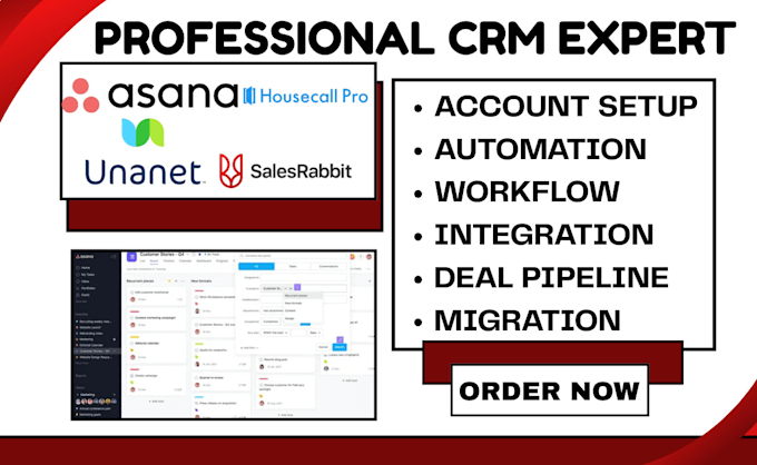 Setup asana construction management unanet housecall pro sales rabbit