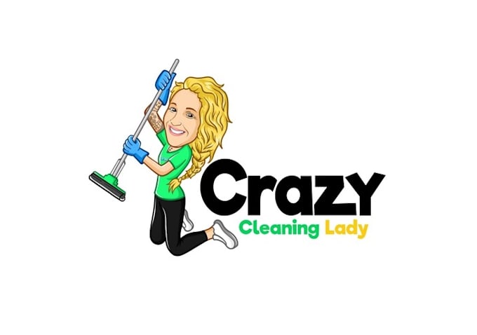 design modern mascot cleaning lady logo