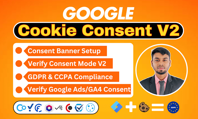 fix, setup google cookie consent banner, mode v2, gdpr, ccpa compliance via gtm