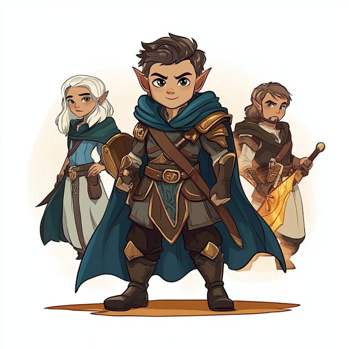 create dnd fantasy character design in rpg cartoon style