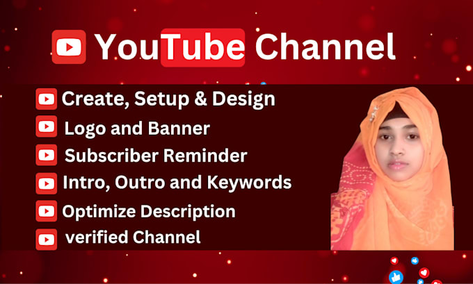 Create and setup your youtube channel optimization with logo, banner by ...