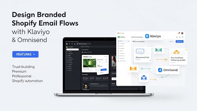 design a branded shopify email flow on klaviyo, omnisend for shopify marketing