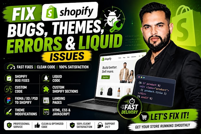 fix shopify bugs, themes, errors, and liquid issues