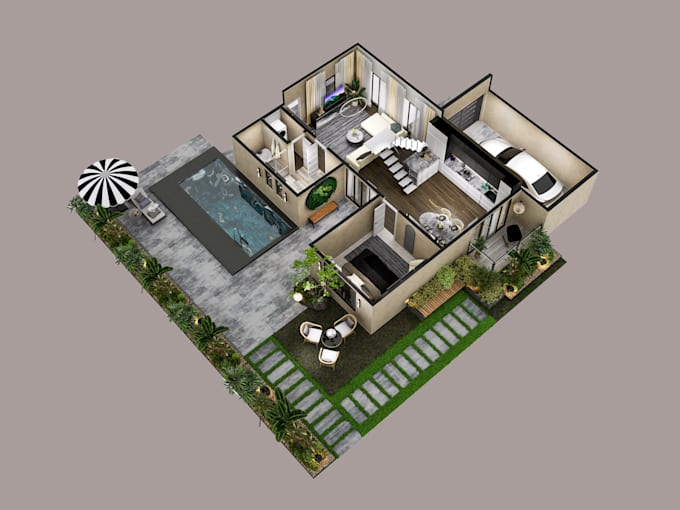 Render architectural 3d floor plan by Inspira_archviz | Fiverr