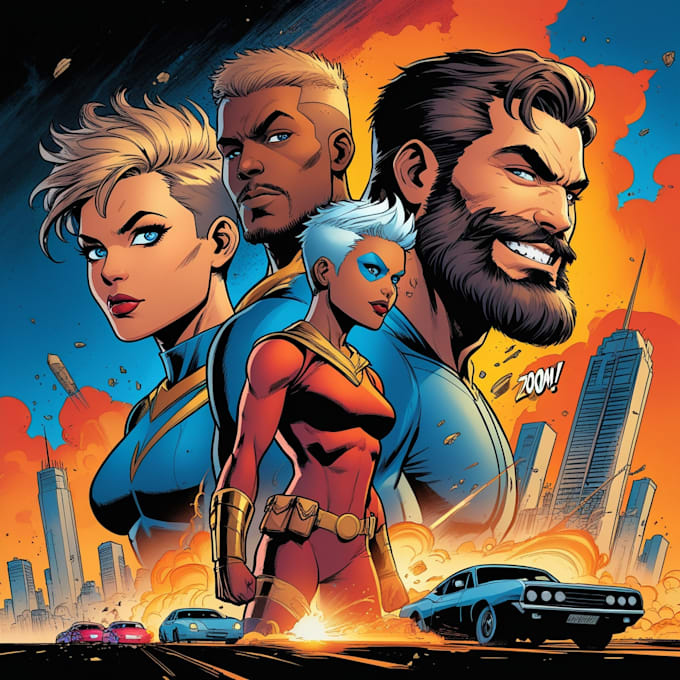 retro vintage comic book cover, comic cover design