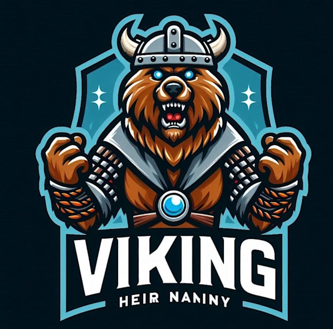 do awesome viking bear mascot logo design