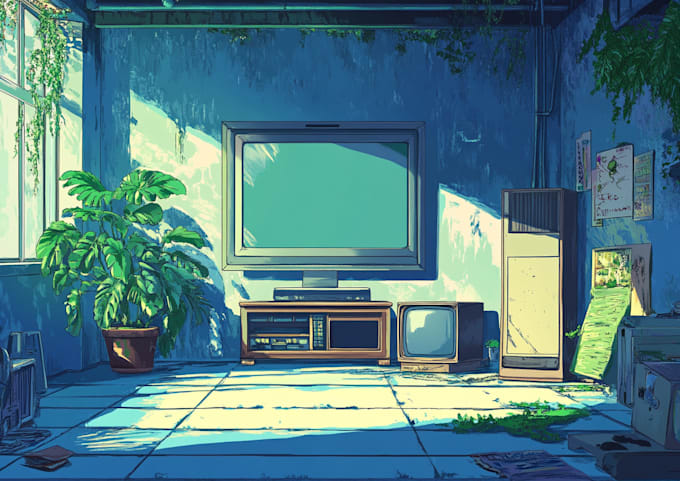 draw background art illustration for vtuber stream visual