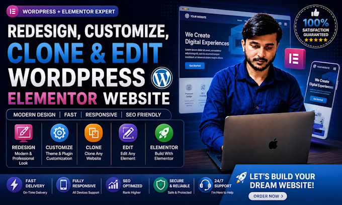 redesign, customize and fix wordpress elementor error