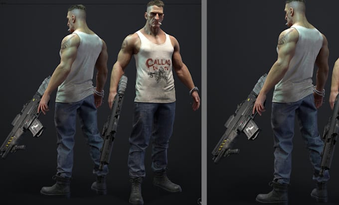 3d game character, game model ,game asset, 3d weapon game environment