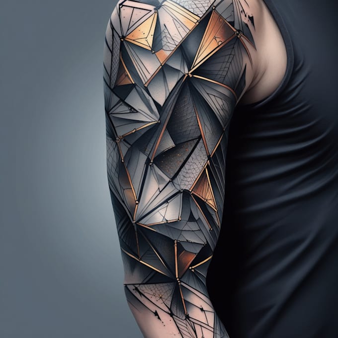 create sleeve tattoo design in geometric style