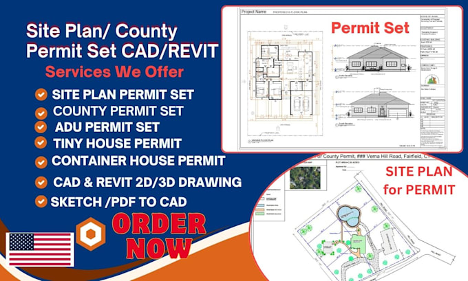draft site plan, city permit, floor plan for permit set