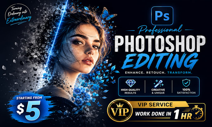 remove object, face swap, image resize or any photoshop edit within 1 hour