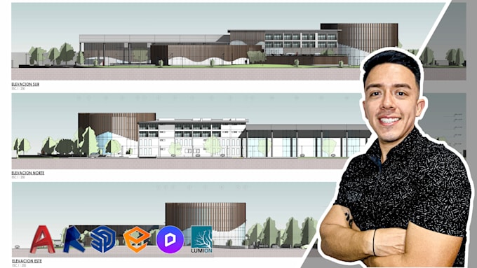draw architectural plans, sections and 3d views in revit