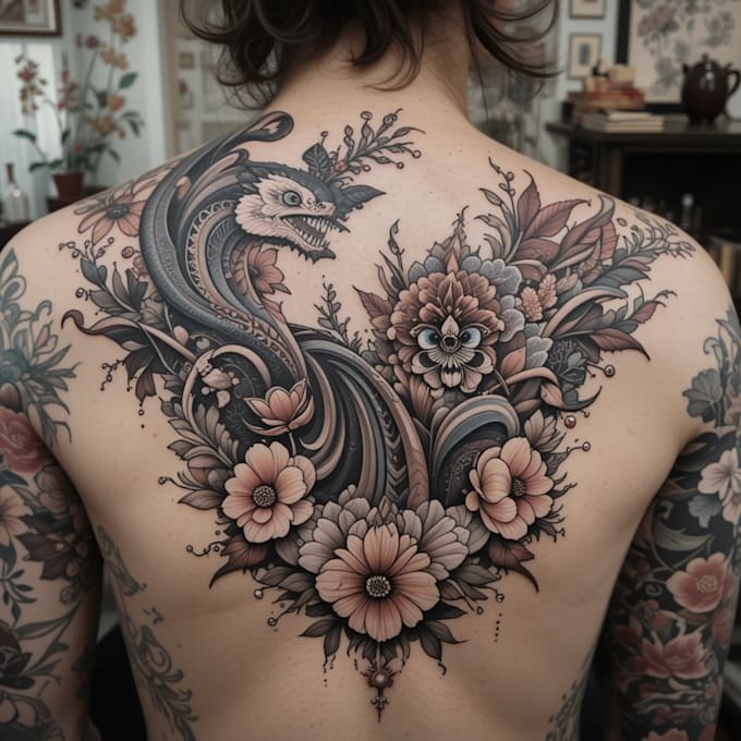 create super artistic tattoo designs in japanese style