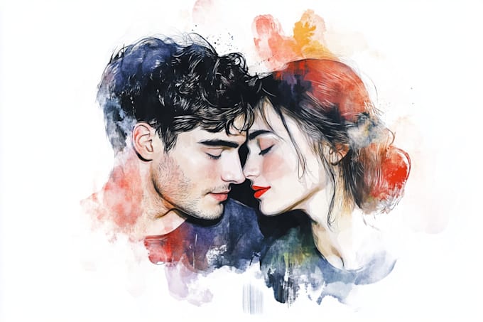 do watercolor couple portrait custom couple art