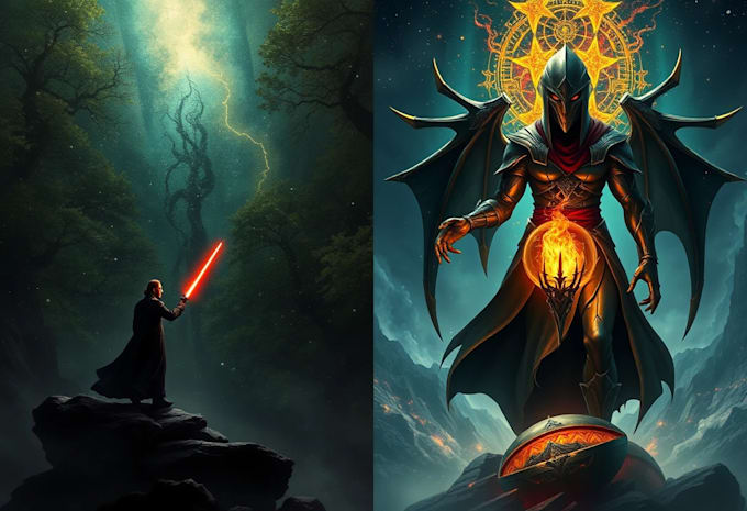 create professional fantasy book cover and sci fi book cover