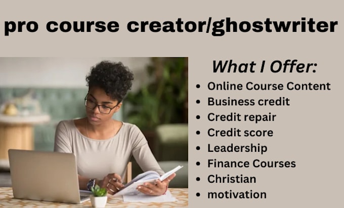 do online course content, leadership ebook, finance course