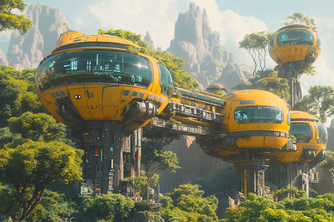 create sci fi , cyberpunk, fantasy science fiction city