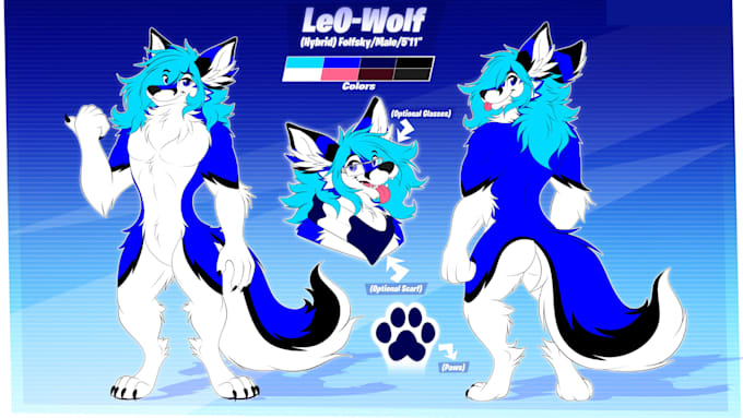 Draw furry reference sheet character sheet vtuber anime for your oc by ...