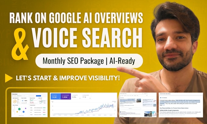 do monthly SEO, voice search optimization, and rank your website on ai overviews