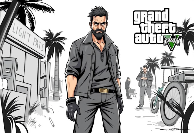 draw game style and gta character illustration for you
