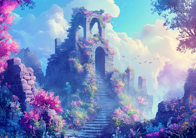Draw anime game background scenery art for visual novel by Hectoarza ...