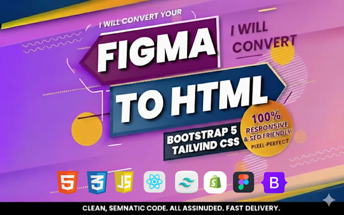 Convert figma to responsive react js, html, javascript with tailwind ...