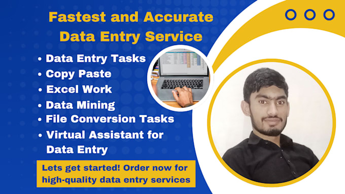fast and accurate data entry, excel work, and typing work
