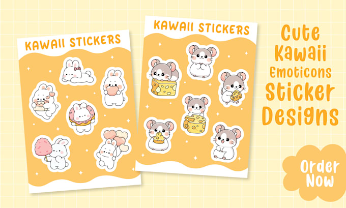 do cute kawaii doodle emoticon sticker design illustrations