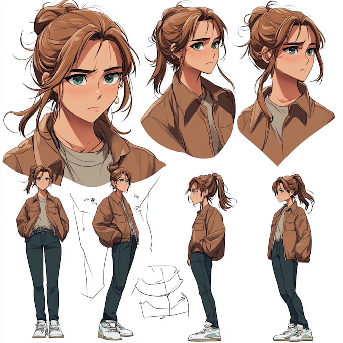 create original anime character sheet or reference for