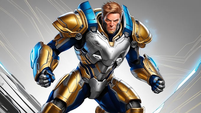 draw hero, mecha, armor, character, concept art or artwork