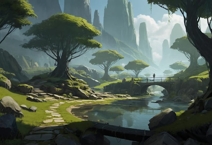 Environment concept art landscape design by Madeinelton | Fiverr