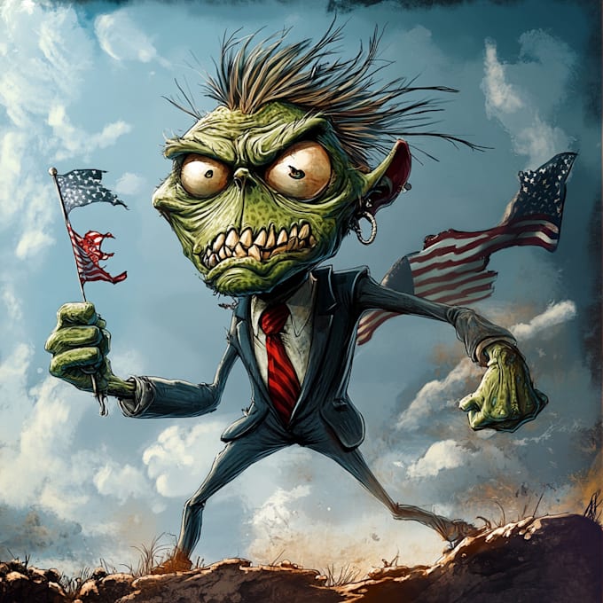 create a crazy political or satirical cartoon