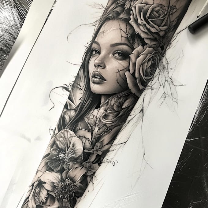 draw a attractive sleeve tattoo design