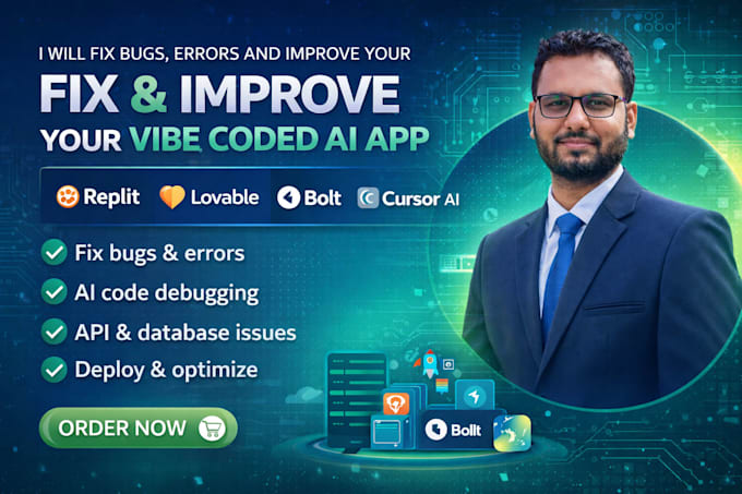 fix bugs, errors and improve your vibe coded ai replit, lovable or bolt app