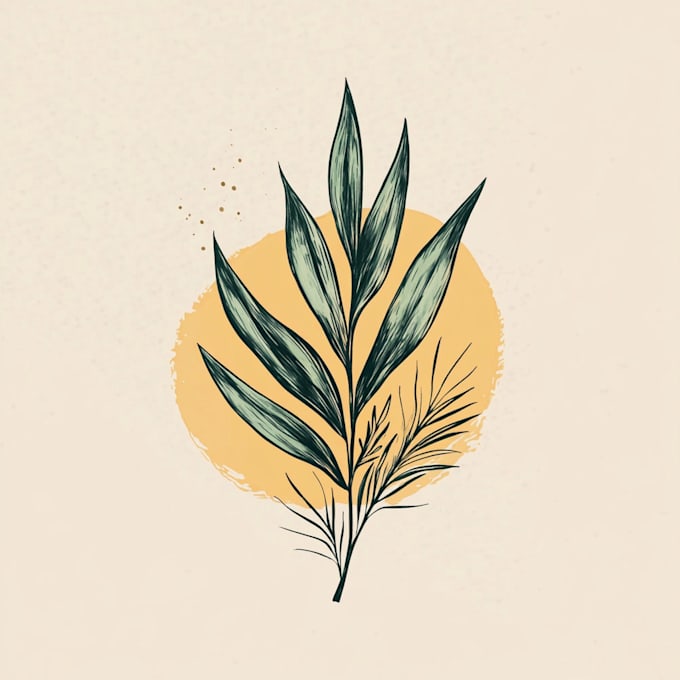 design elegant boho, hand drawn, botanical logo design