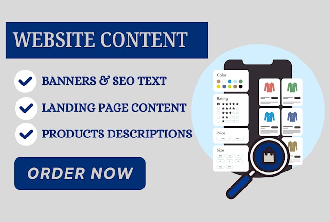 write your website content, website products descriptions