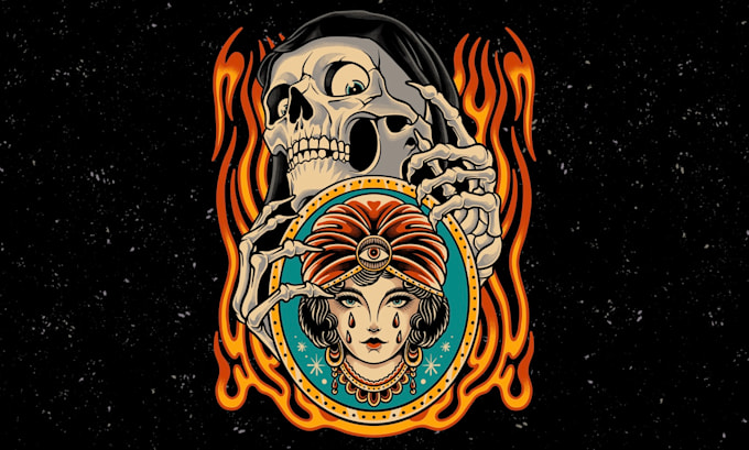 create skull artwork for tshirt design