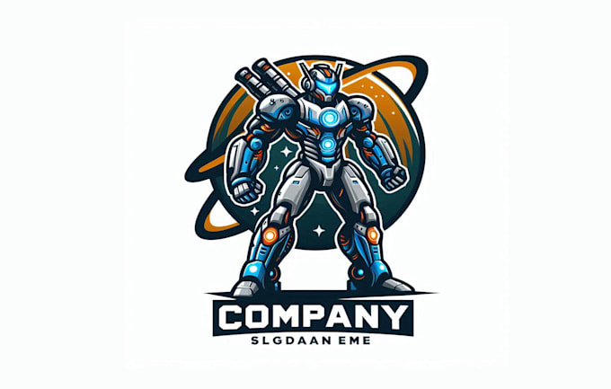 design  mecha robot  mascot  logo with express delivery