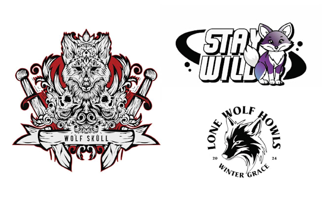 create high resolution wolf fox logo
